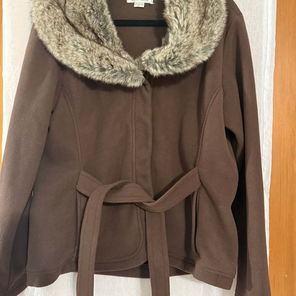 Susan Bristol Wool Blend‎ Suede Trim Faux Fur Collar Coat